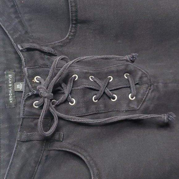 Kendall & Kylie Denim Lace-up Skirt 25 Black - Picture 2 of 4